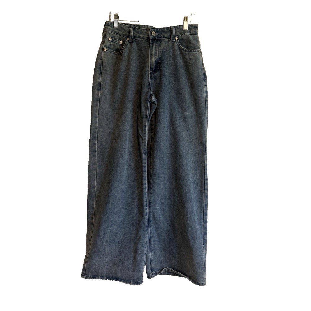J For Justify Juniors Y2K Wide Legs Blue Jeans Size 3 Indie Baggy Streetwear